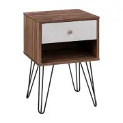 NEW Artiss Bedside Table with Drawer Grey & Walnut