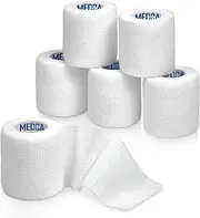 6 Pack, Self Adherent Cohesive Tape - 2” x 5 Yards, Self Adhesive Bandage Rolls & Sports Athletic Wrap for Ankle, Wrist, Knee Sprains and Swelling, Vet Wraps in White Color