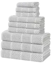 Superior Naples Medium Weight Checkered & Ribbed 9pc Towel Set