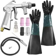 7 Pcs Sand Blaster Gun Kit 1 Pair Rubber Sandblaster Gloves Siphon Sandblaste...