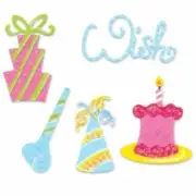 Sizzix Sizzlits Die - 655305 Celebration Set #2 w/BONUS Sugar & Spice Rub Ons