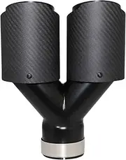 Car Y Shape Carbon Fiber Matte Muffler Tip Double Exit Exhaust Pipe Mufflers Nozzle Decoration Universal Stainless Black(51MM-76MM)