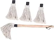 YARNOW 1 Set BBQ Basting Brush Grill Brush Wooden Handle Cotton Yarn Wood Materials Barbecue Cooking Grill Grate Scraper