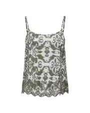 Only Printed Cami Top Sleeveless Scoop Neck Women Green