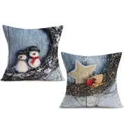 Throw Pillow Covers (two Snowmen) 2pieces Christmas Holiday