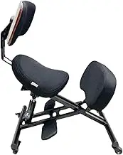 Modern Home Ergonomic Rolling Kneeling Posture Chair, Adjustable Ergonomic Kneeling Chair with Leather Cushion, Mesh Backrest, Breathable Back Support