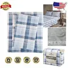 4-Piece California King Flannel Sheet Set - Charming Blue Plaid for Cozy Nights