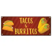 Tacos & Burritos Banner Concession Stand Food Truck Single Sided
