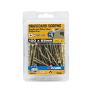 Zenith 10G x 65mm Gold Passivated Countersunk Rib Head Chipboard Screws - 50 ...