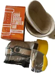 Sourdough Kits, Banneton Bread Proofing 2 Round 9”+Starter Jar +2 Silicone Pads