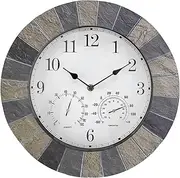 Estrella-L Wall Clock, 14 in Large Indoor Outdoor Wall Clock, with Thermometer and Hygrometer Dustproof and Waterproof, Vintage Wall Decorative Clock, for Indoor and Outdoor