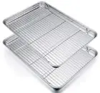 Checkered Chef Baking Sheets for Oven - Half Sheet Pan with Stainless Steel Wire