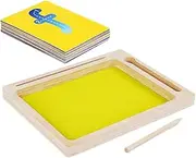 COHEALI Wooden Paper Sand Painting Toys Alphabet Letter Sensory Learning Toys Educational Boys and Girls Set