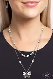 Paparazzi*Free Spirted Flutter* Blue Necklace