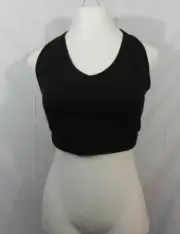 New DANSKIN Plus 22/24W Black SPORTS BRA Racerback V Neck #3801