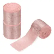Shimmery Chiffon Ribbon,3 Roll 1.5''×15 Yard Metallic Frayed Fringe, Pink