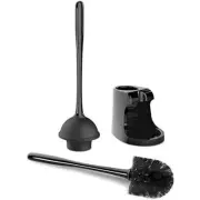 Dyiom Toilet Plunger and Bowl Brush Combo for Bathroom Cleaning, Black, 1-Set,