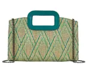 Patricia Nash Rainow Top Handle Bag with Detachable Chain Strap-Teal-NWT
