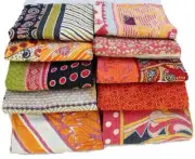 Handmade COTTO 10 PC Indian Vintage patchwork Kantha Quilt Throw Blanket Quilts
