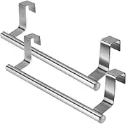2Pcs Over Door Towel Rail 9.5'' Long Stainless Steel Over Door Towel Rack No-Drill Rail for Bathrooms Kitchen Living Room