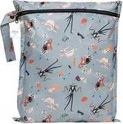 [Bumkins] Disney Waterproof Wet Bag for Baby, Travel, Swim Suit, Cloth Diapers, Pump Parts, Pool, Beach, Gym Clothes, Toiletry, Hook to Stroller, Daycare, Zip Reusable Wetdry, Nightmare Before Christmas
