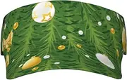 [Evealyn] Xmas Green Tree Printed Sun Visor Hat Empty Top Sun Hat Adjustable Sports Sun Caps Baseball Caps for Women and Men, Black, One Size