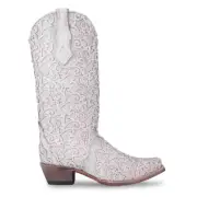 Corral Overlay Snip Toe Western White Glitter Boots (9)