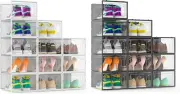 12 Pack White & 12 Pack Black Large Shoe Organizer Storage Boxes for Closet, Mod