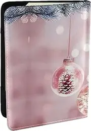 [JEJEA] Pink Christmas Ball Print Travel Organizer Credit Cards Case Passport BookPassport Holder Cover Wallet forTraveling,, Black, One Size