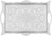 Alisveristime Turkish Ottoman Coffee Tea Beverage Serving Square Tray (Silver)