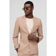 Mens Stone Slim Fit Linen Blend Blazer