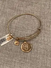 NEW Alex and Ani Letter Initial Y Monogram Charm Adjustable Bracelet Gold Tone