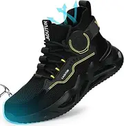 [LAoutun] Steel Toe Shoes for Men Industrial Construction Shoes Mid Cut Industrial Boot Work Sneakers Comfortable Lightweight Safety Shoes for Work