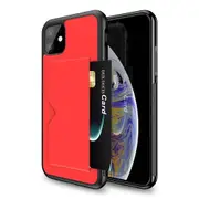 Shockproof Back Case With Holder and Card Slots For Iphone 11(Red)