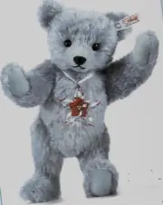 STEIFF " POINSETTIA" EAN 681103 SILKY SILVER-GREY MOHAIR BEAR- SWAROVSKI JEWEL