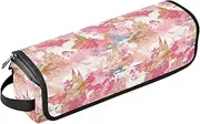 Rose Golden Fairy Tale Castle 2-in-1 Curling Iron Travel Case and Heat Resistant Mat with Zipper Large Hair Straigheners Travel Case for Curling Iron Straightener Flat Hair Dryer, Hair