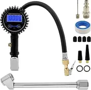 Digital Tire Inflator with Pressure Gauge 0.01 Display Resolution 250PSI Air Chuck Compressor Accessories Rubber Hose and Quick Connect Coupler for Construction Vehicle Large Truck Car Motorcycle
