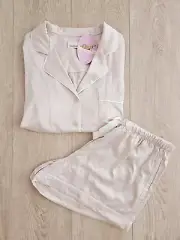 Peter Alexander Ladies Nude Soft Gold Satin Shortie Set Size M - Brand New Tag