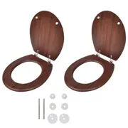 2 x Bathroom Washroom Hard Close Lid Universal Toilet Bowl Seat Wood Oval