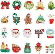 [SUNNYCLUE] 80Pcs 20 Styles Christmas Cabochons Holiday Resin Charms Bulk Assorted Flatback Cartoon Green Red Winter Xmas Snowman Tree Socks Santa Claus Cabochon for DIY Crafting Jewelry Making Decor