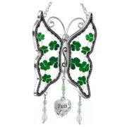 Shamrock Butterfly Suncatcher Faith Stained Glass Irish Shamrock Faith