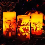 Halloween Battery Operated Candles Flameless Flickering Set Led Orange Lights