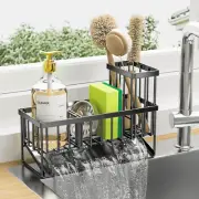 Sink Caddy Kitchen Sponge Holder Waterproof Rustproof Black Counter Organizer