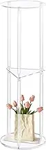 Clear Acrylic Side Table - 3 Tier Storage Shelf, Modern End Table | Small Nightstand with Shelves, Transparent Display Table, Layered Organizer Stand for Home, Dorm, Apartment