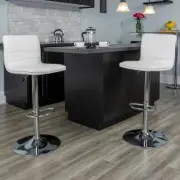 Flash Furniture Cushioned Bar Stool 33" Adjustable Height White w/ Foot Rest
