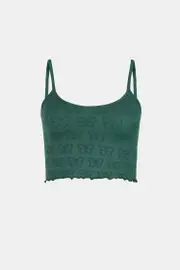 Cupshe Seamless Green Butterfly Sleeveless Scoop Neck Crop Top - Green,M