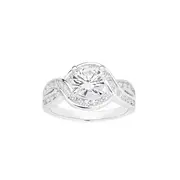 Silver Solitaire Cz Twist Ring in White