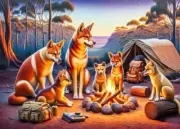 QPuzzles 1000 Piece Jigsaw Puzzle - Aussie Animals Camping - Dingoes