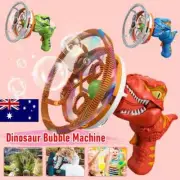 Dinosaur Bubble Gun Automatic Bazooka Soap Water Bubble Machine Toy Electric FES