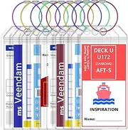 [Boduoyejieyi] 10 Pack Cruise Luggage Tags, Set of 10 Clear Carnival Cruise Luggage Tag Holders with Zip Seal and Steel Loops,Waterproof Luggage Tags for All Cruise Lines, Essential Cruise Travel Accessories. (10)